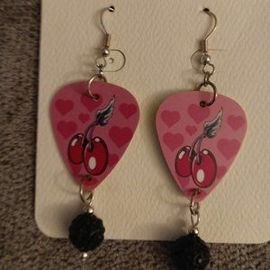 CHERRIES GUITAR PICK EARRINGS